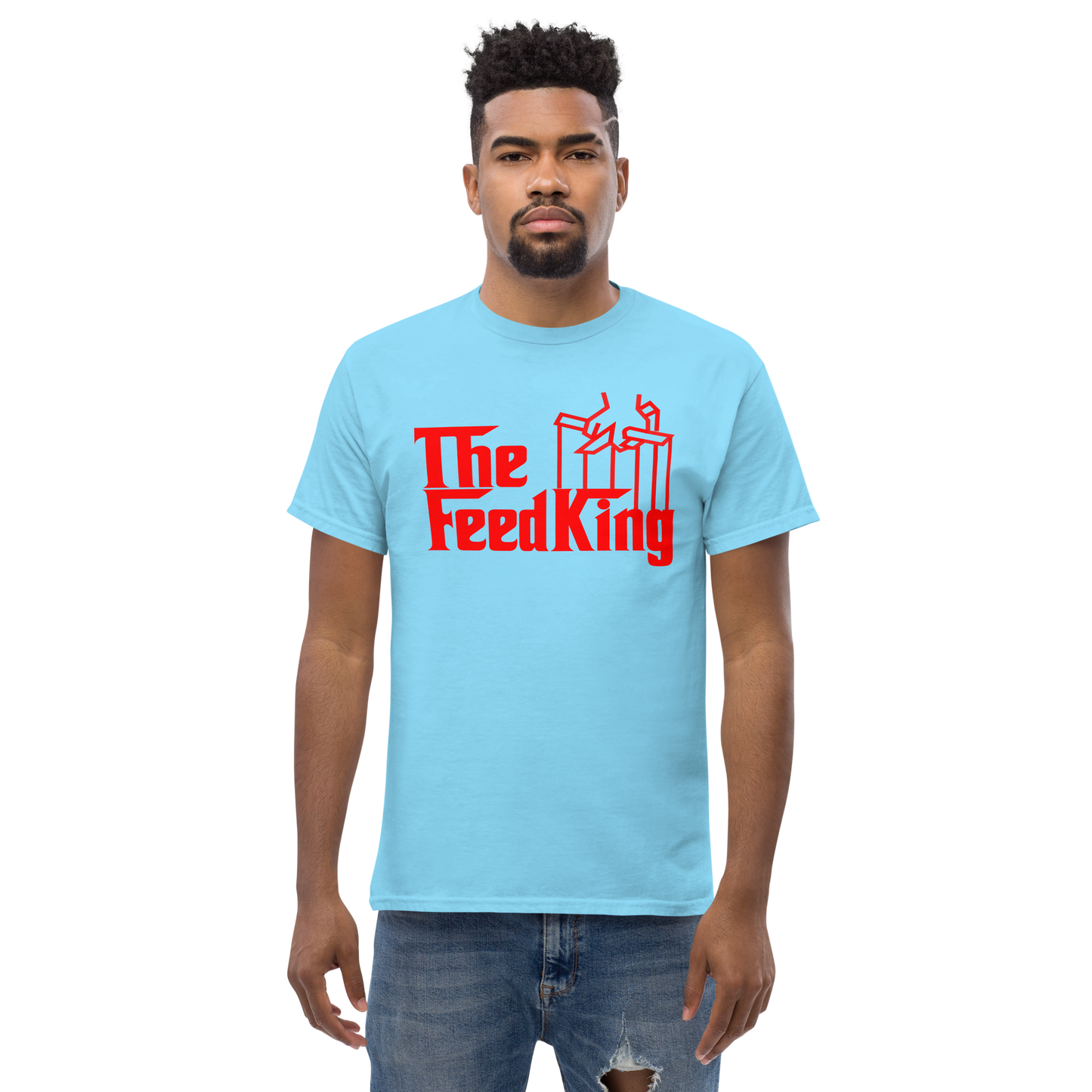 Men's THE FEED KING Gamefowl Rooster Heavyweight Tee Red Cock