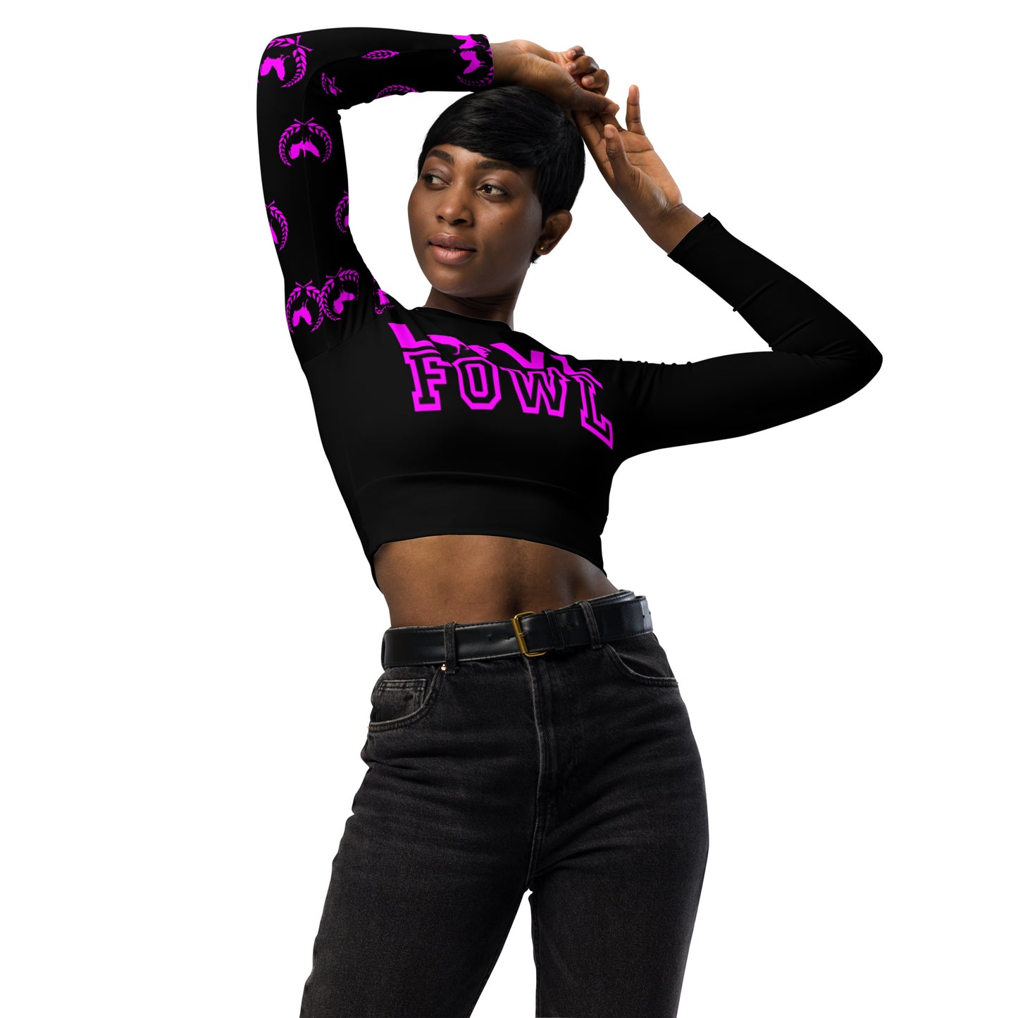 VS Pink LOVE FOWL Crop Top Gamefowl Sleeve Longsleeve