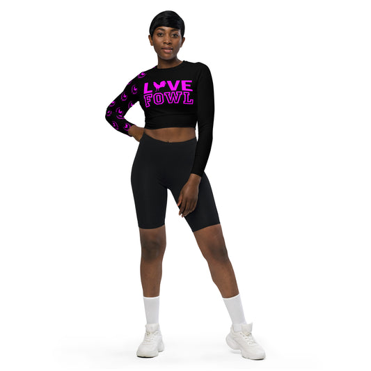 VS Pink LOVE FOWL Crop Top Gamefowl Sleeve Longsleeve