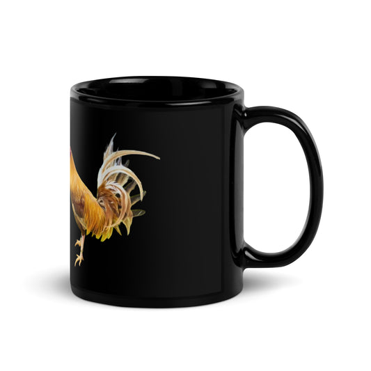 POULTRY HUB Golden Gamefowl Black Glossy Mug