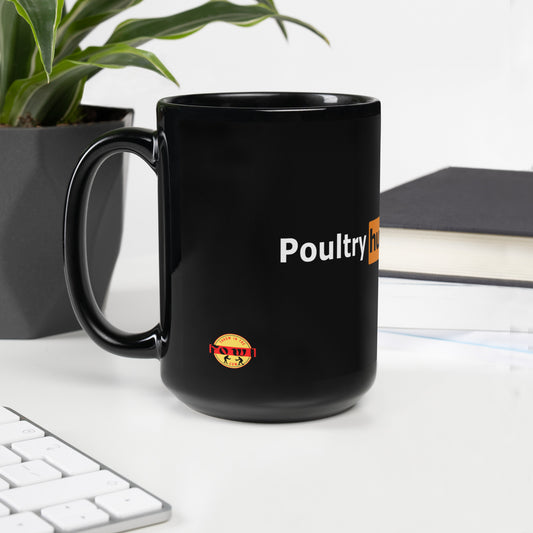 POULTRY HUB Grey Gamefowl Black Glossy Mug