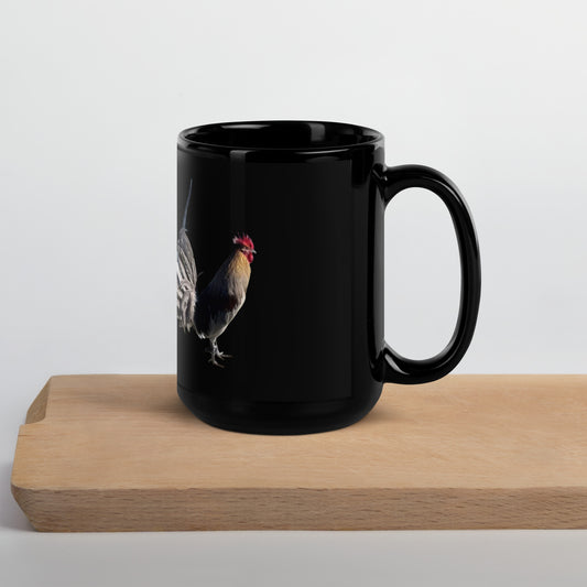 POULTRY HUB Blue Gamefowl Black Glossy Mug