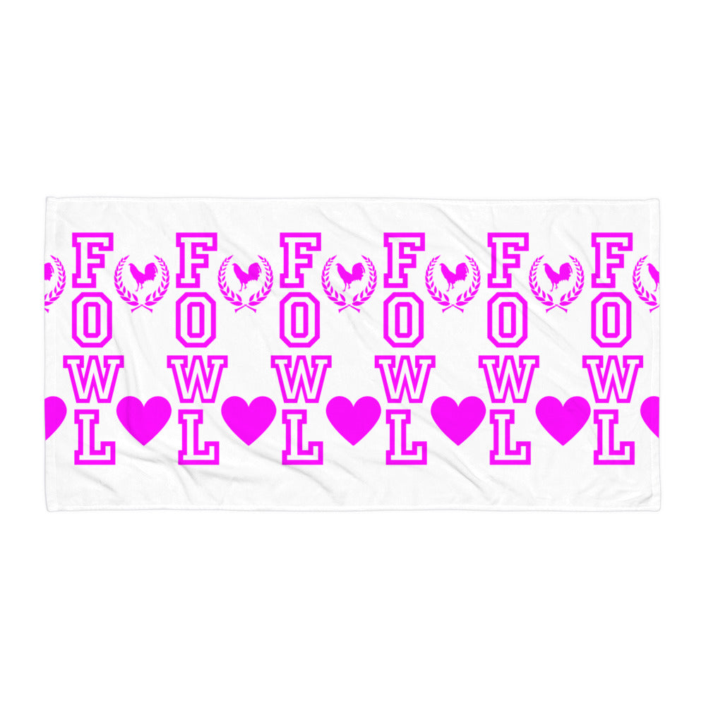 VS LOVE FOWL White Pink Gamefowl Towel