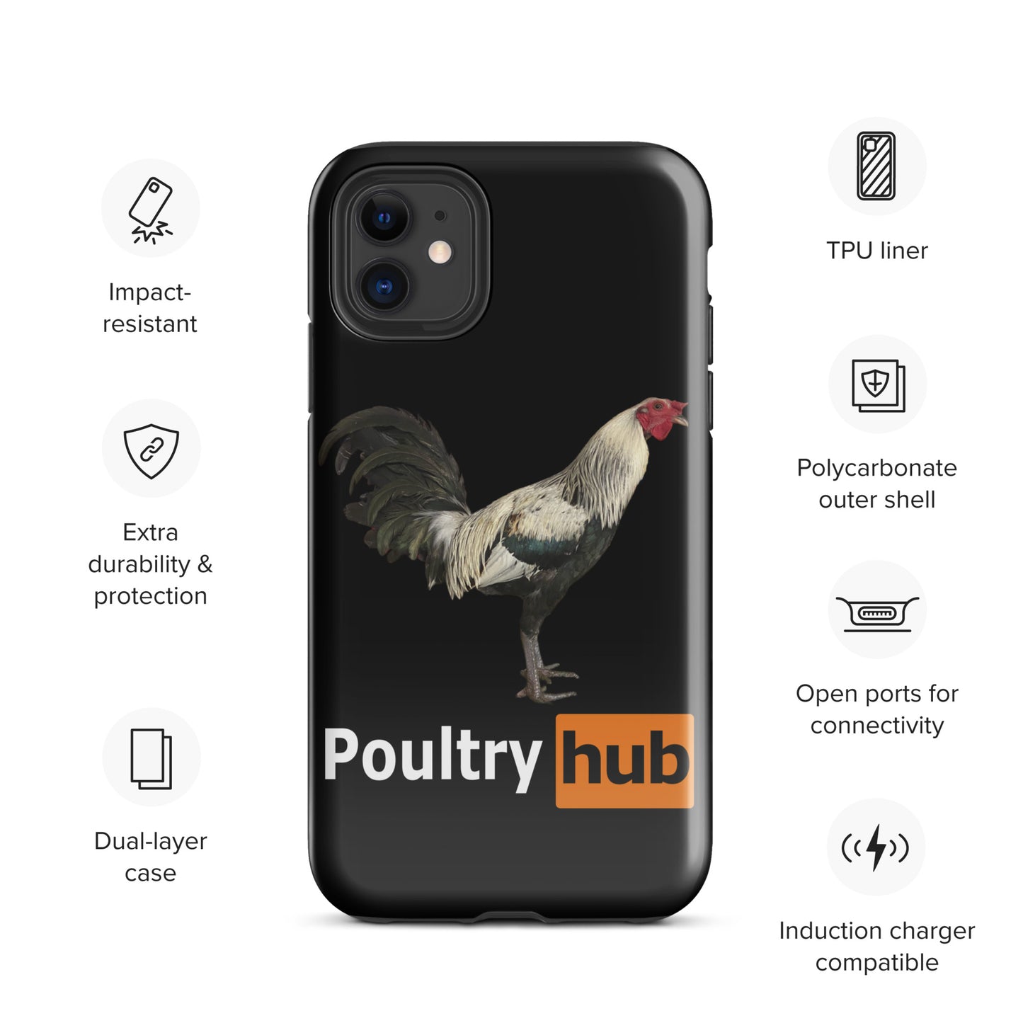 POULTRY HUB Grey Gamefowl Tough Case for iPhone®