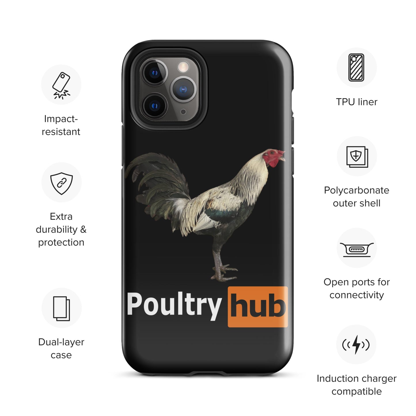 POULTRY HUB Grey Gamefowl Tough Case for iPhone®