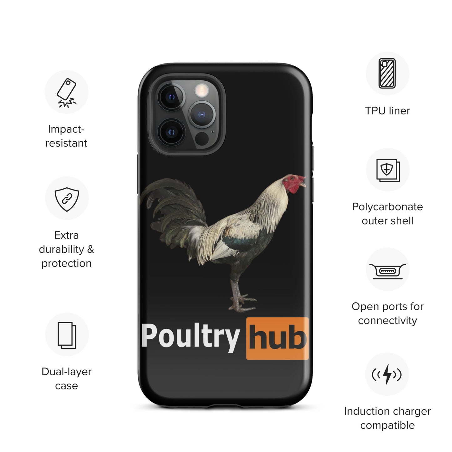 POULTRY HUB Grey Gamefowl Tough Case for iPhone®