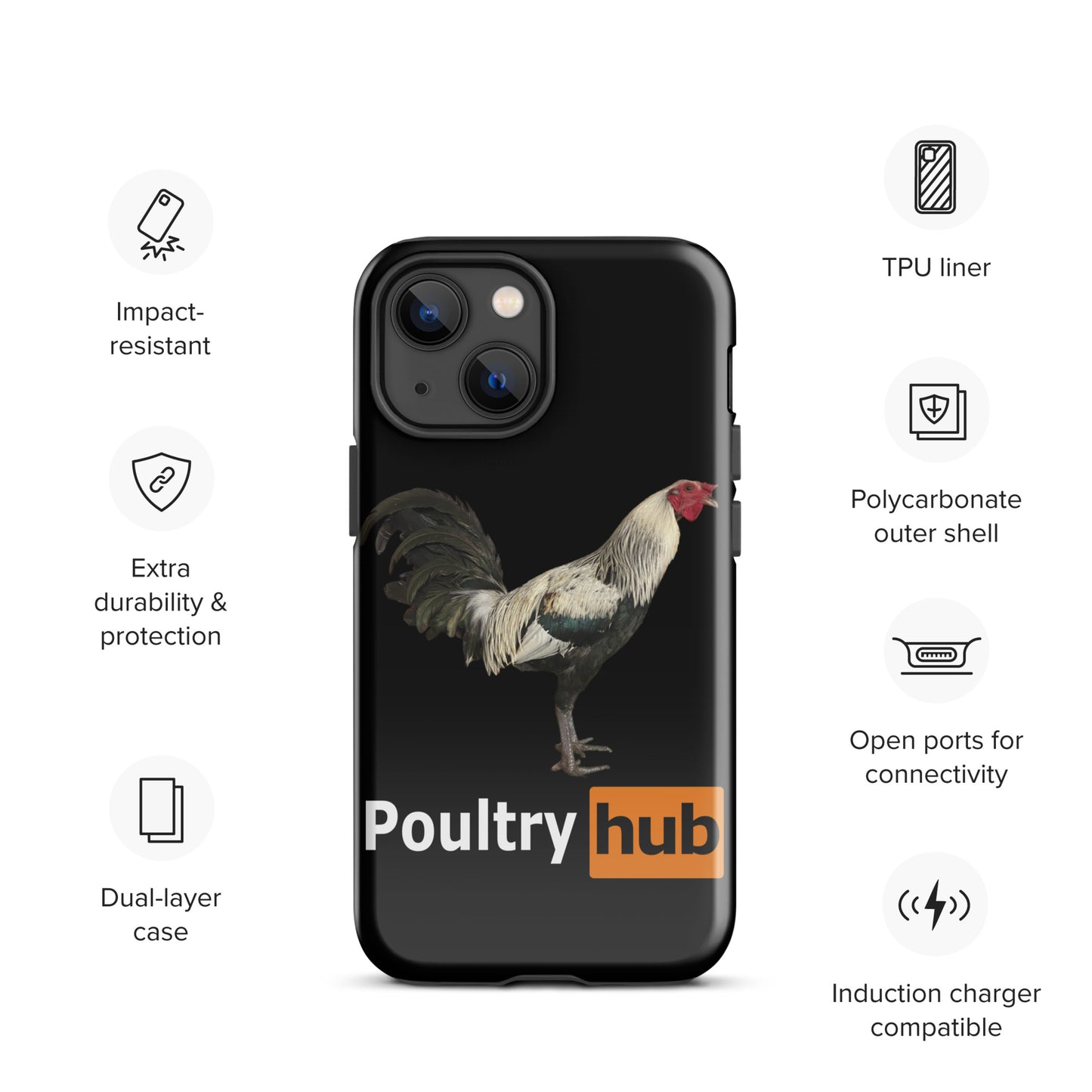 POULTRY HUB Grey Gamefowl Tough Case for iPhone®