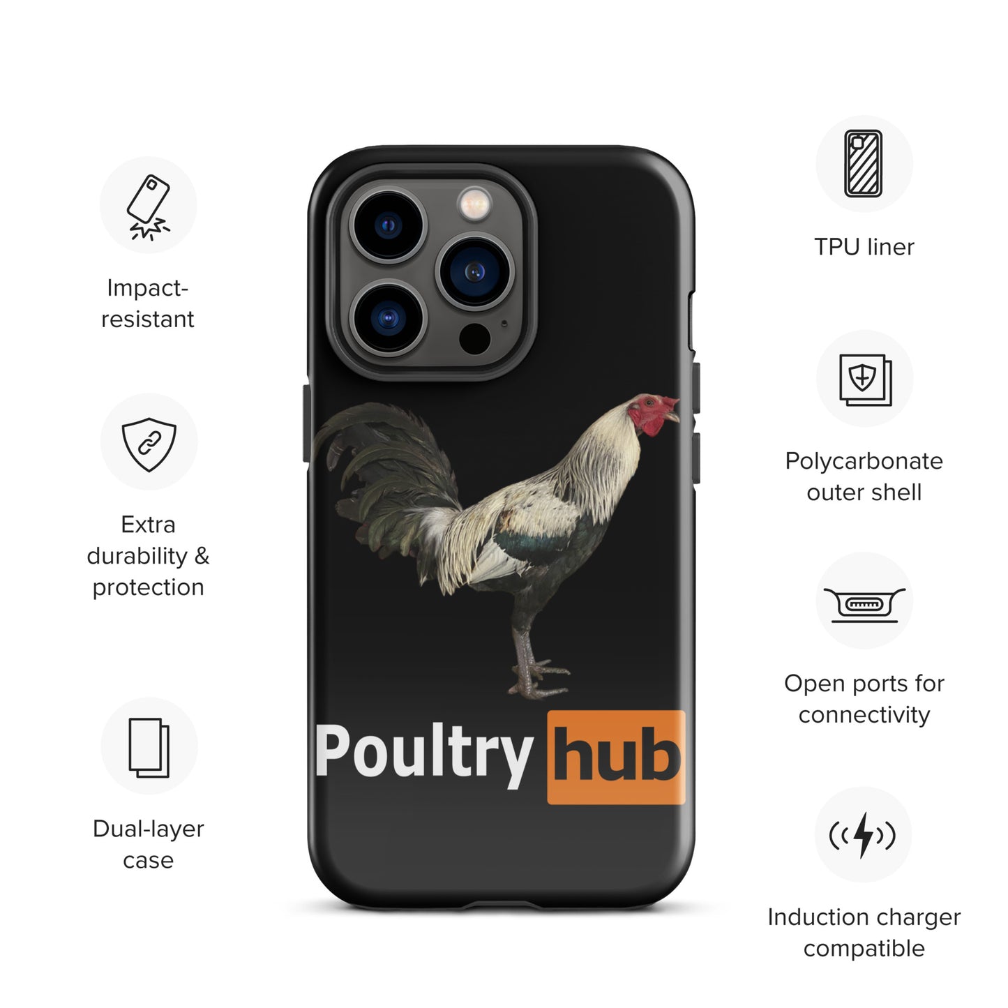 POULTRY HUB Grey Gamefowl Tough Case for iPhone®