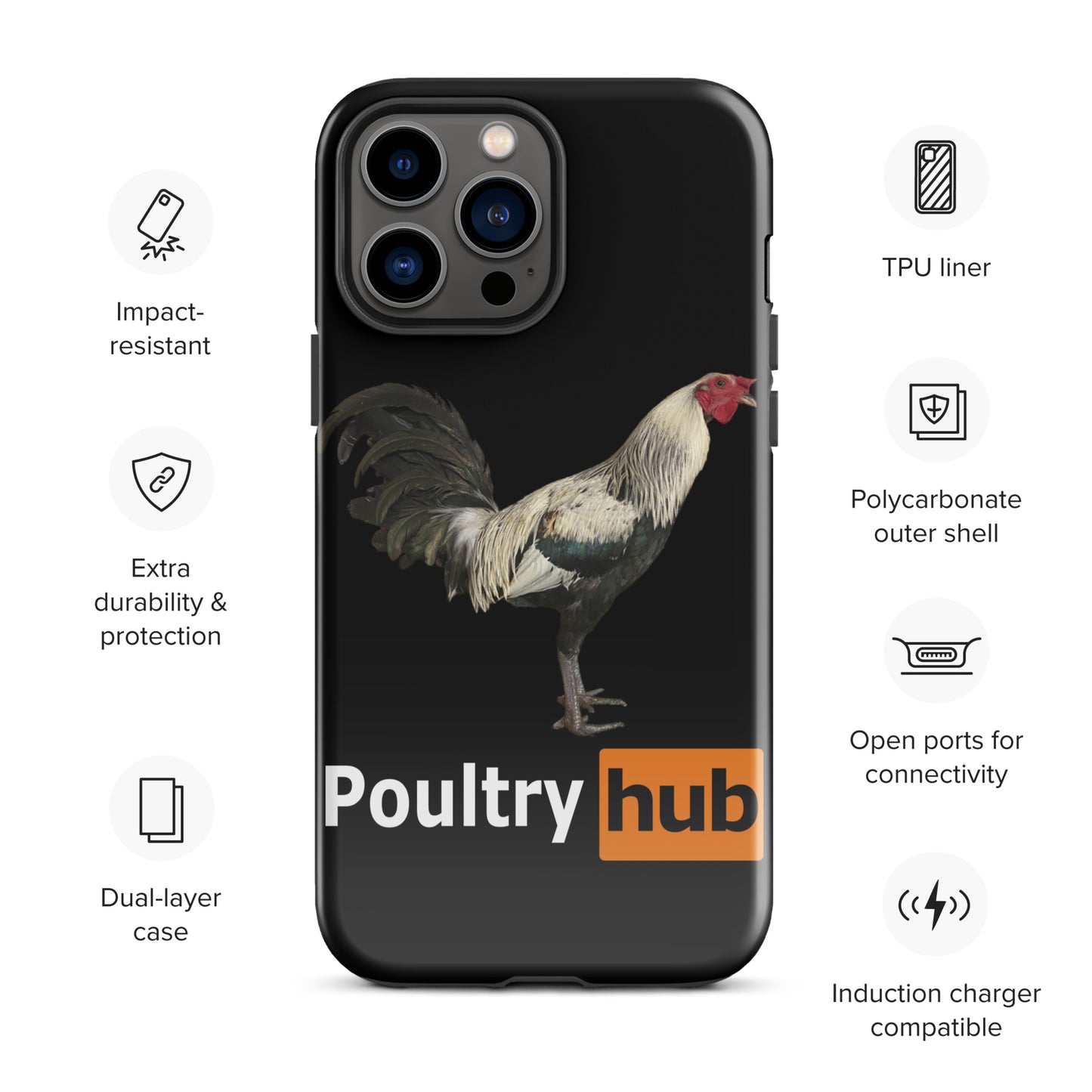 POULTRY HUB Grey Gamefowl Tough Case for iPhone®