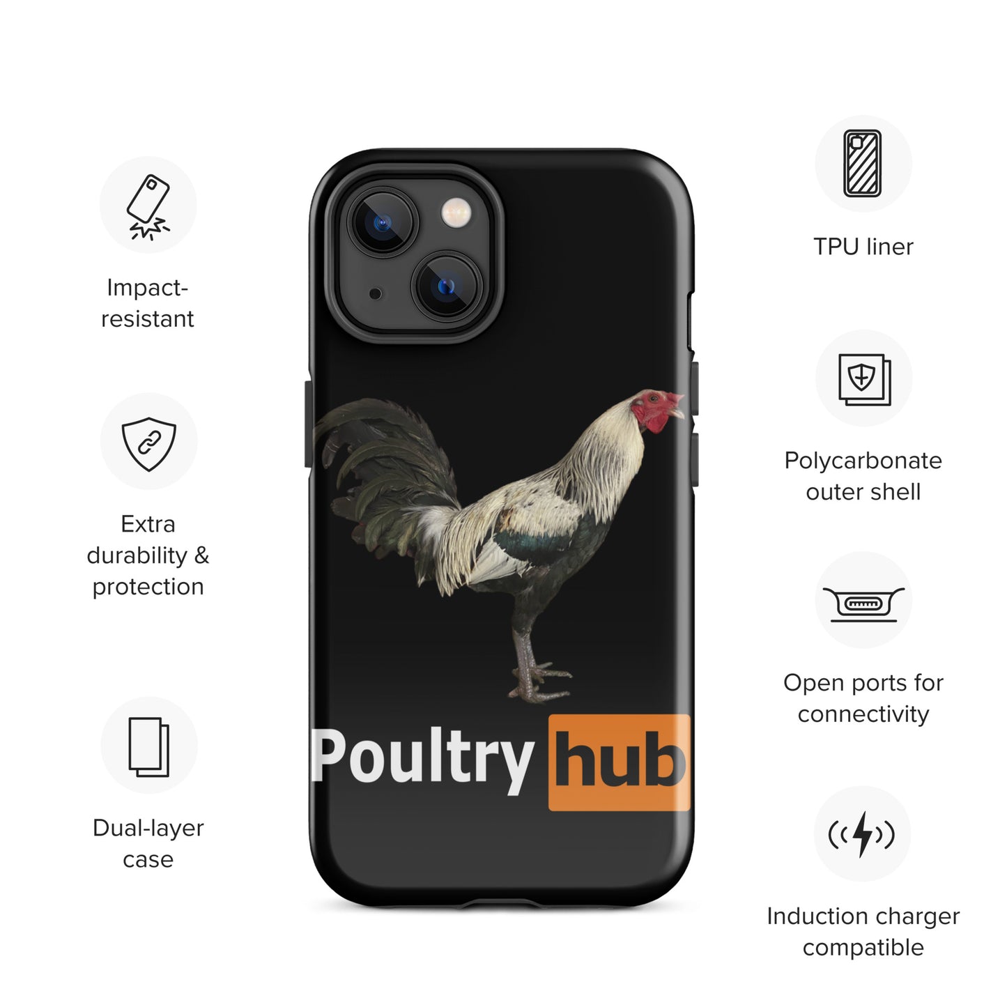 POULTRY HUB Grey Gamefowl Tough Case for iPhone®