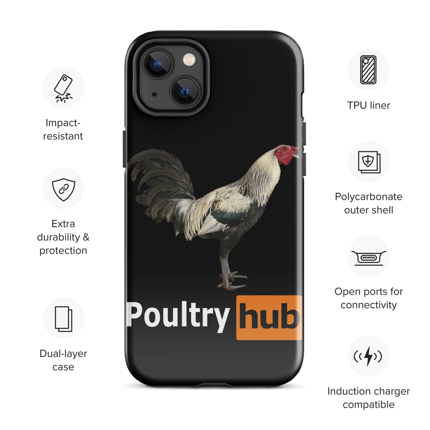 POULTRY HUB Grey Gamefowl Tough Case for iPhone®
