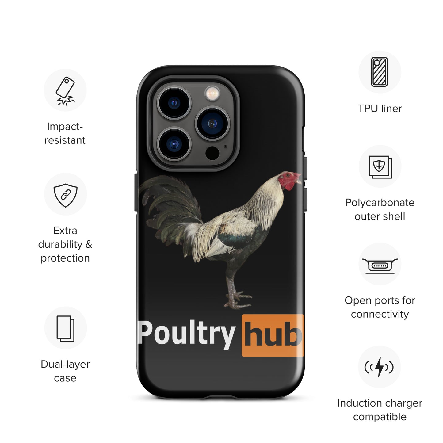 POULTRY HUB Grey Gamefowl Tough Case for iPhone®
