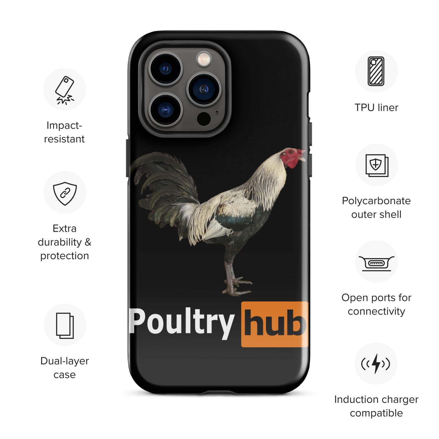 POULTRY HUB Grey Gamefowl Tough Case for iPhone®