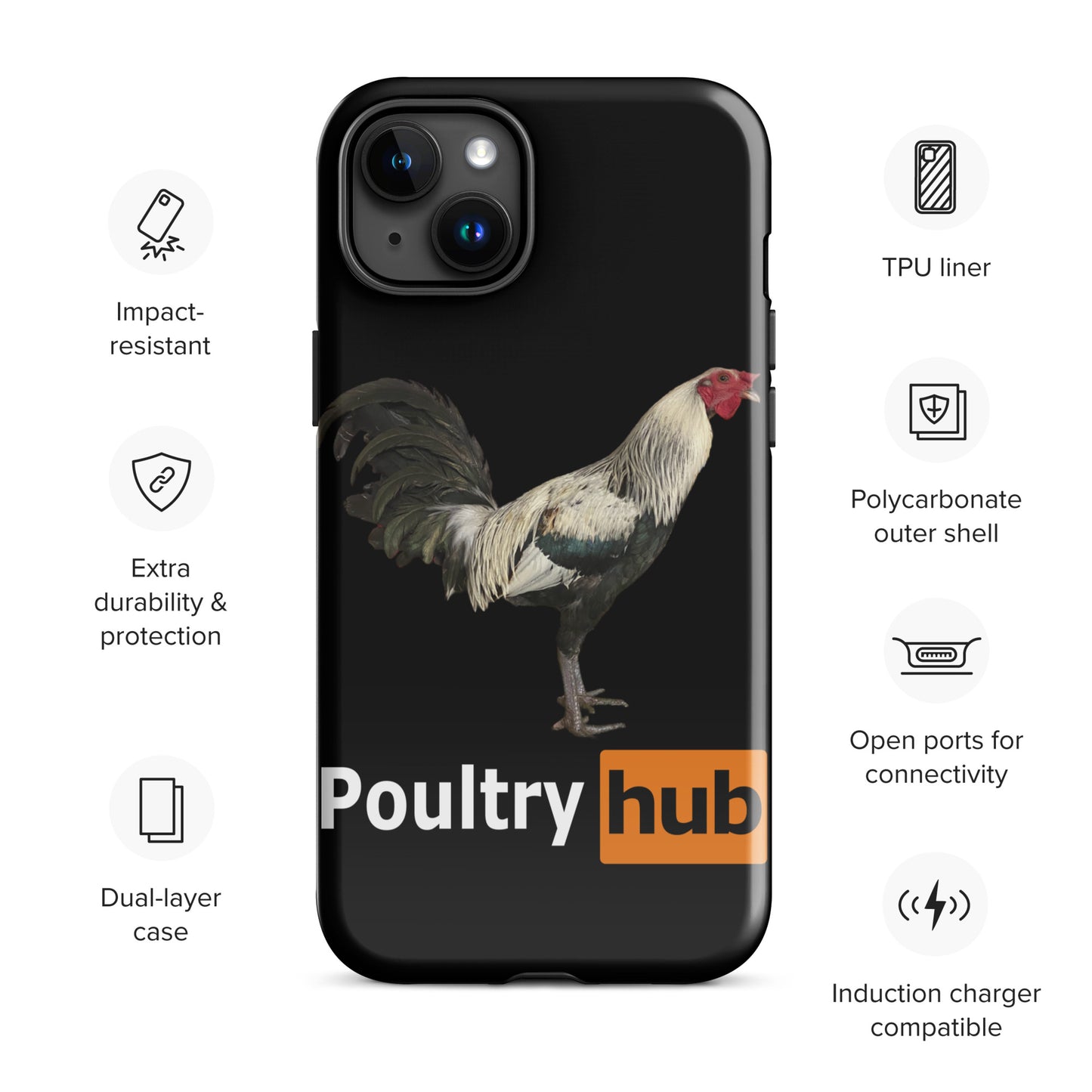 POULTRY HUB Grey Gamefowl Tough Case for iPhone®