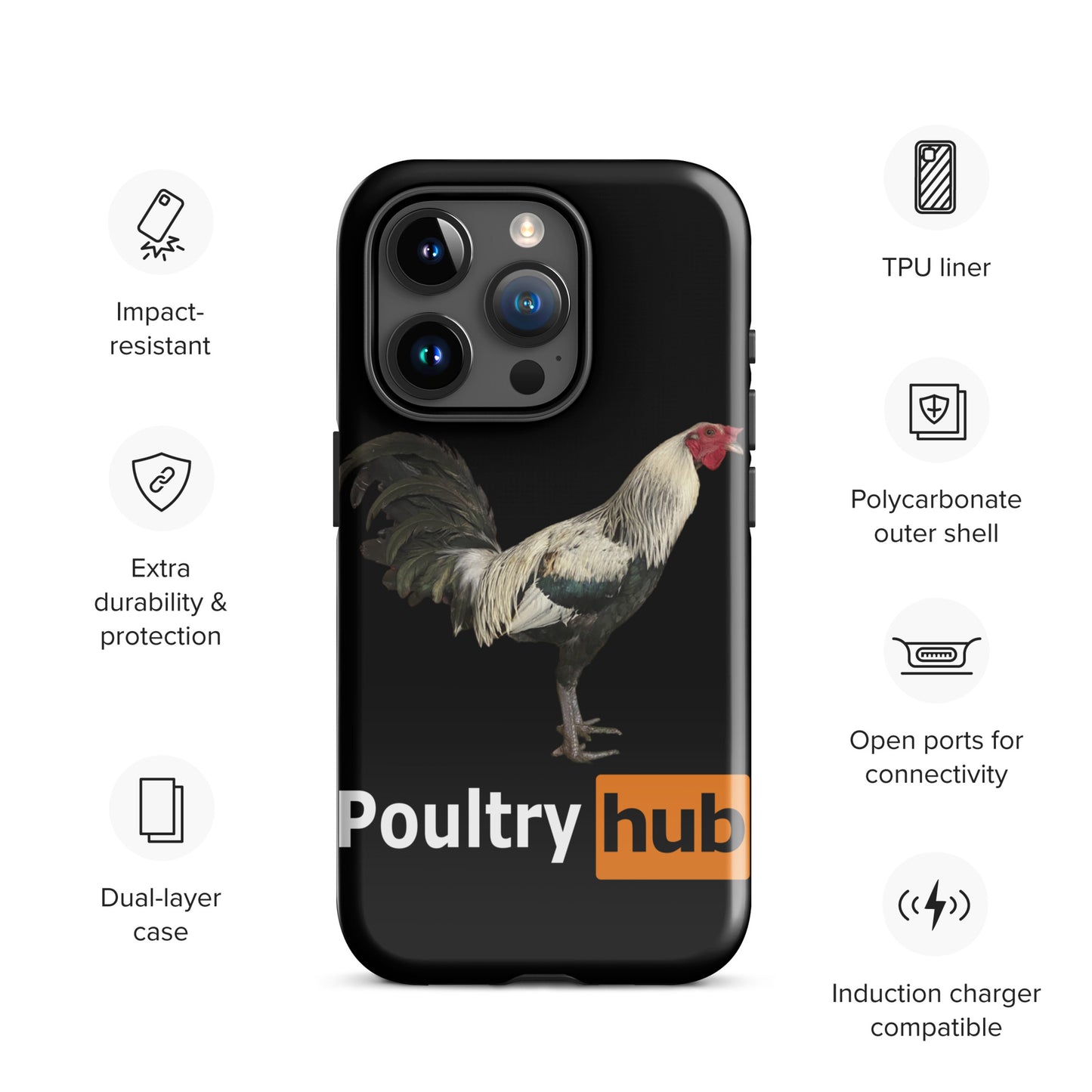 POULTRY HUB Grey Gamefowl Tough Case for iPhone®