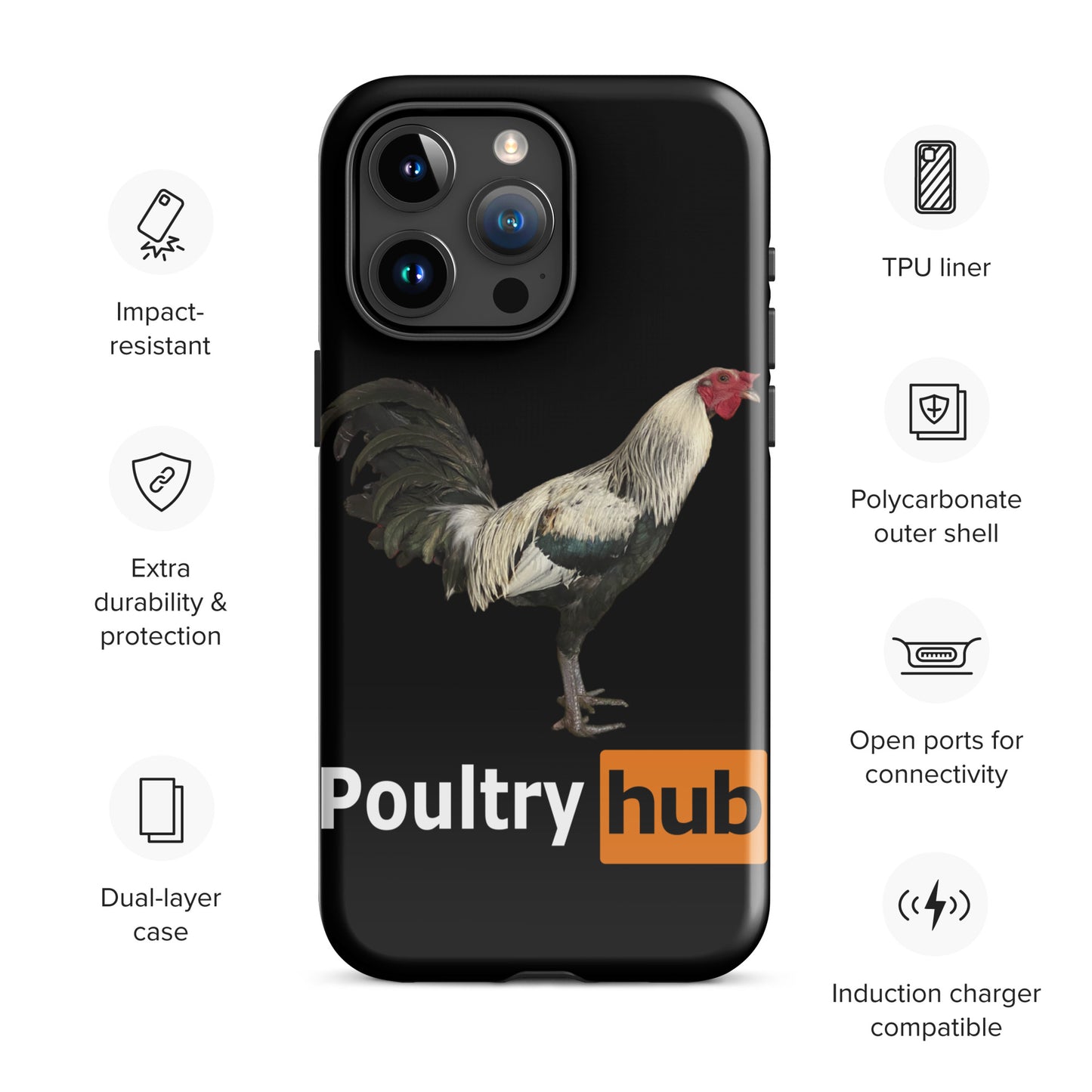 POULTRY HUB Grey Gamefowl Tough Case for iPhone®