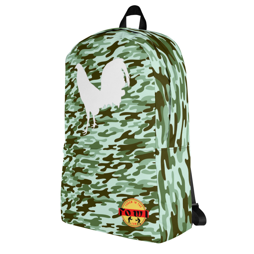 White Cock Mint Camo Gamefowl Rooster Backpack