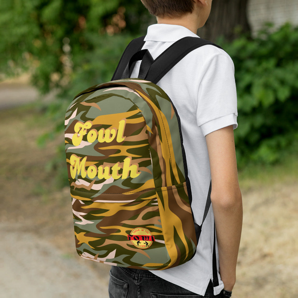Fowl Mouth Collection Orange Camo Gamefowl Rooster Backpack