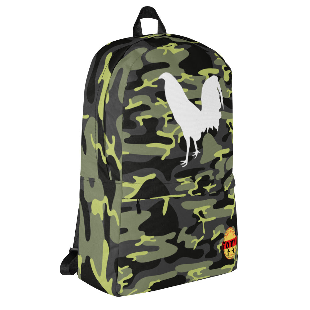 White Cock Dark Camo Gamefowl Rooster Backpack