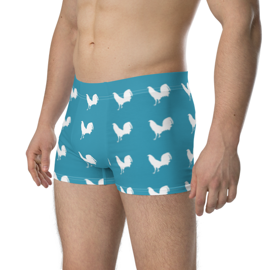 Boxer WHITE COCK Gamefowl Rooster BLUE Briefs