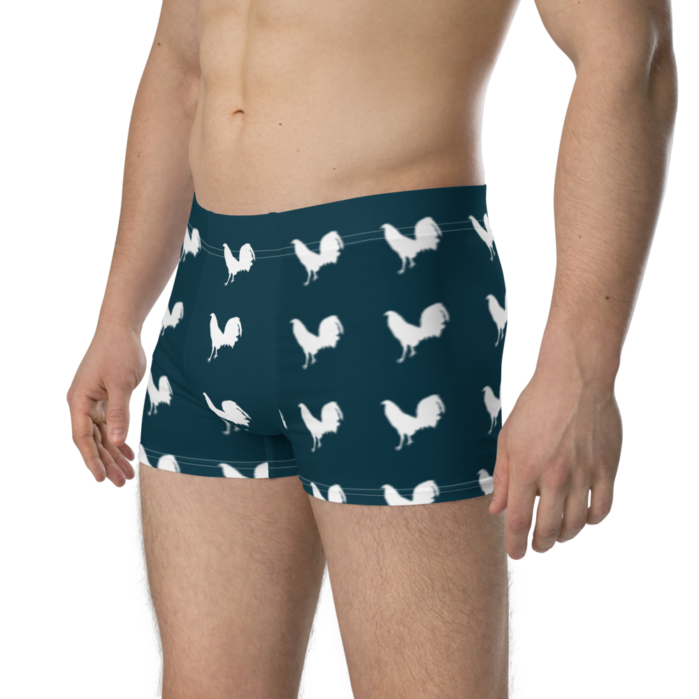 Boxer WHITE COCK Gamefowl Rooster BLUE WHALE Briefs