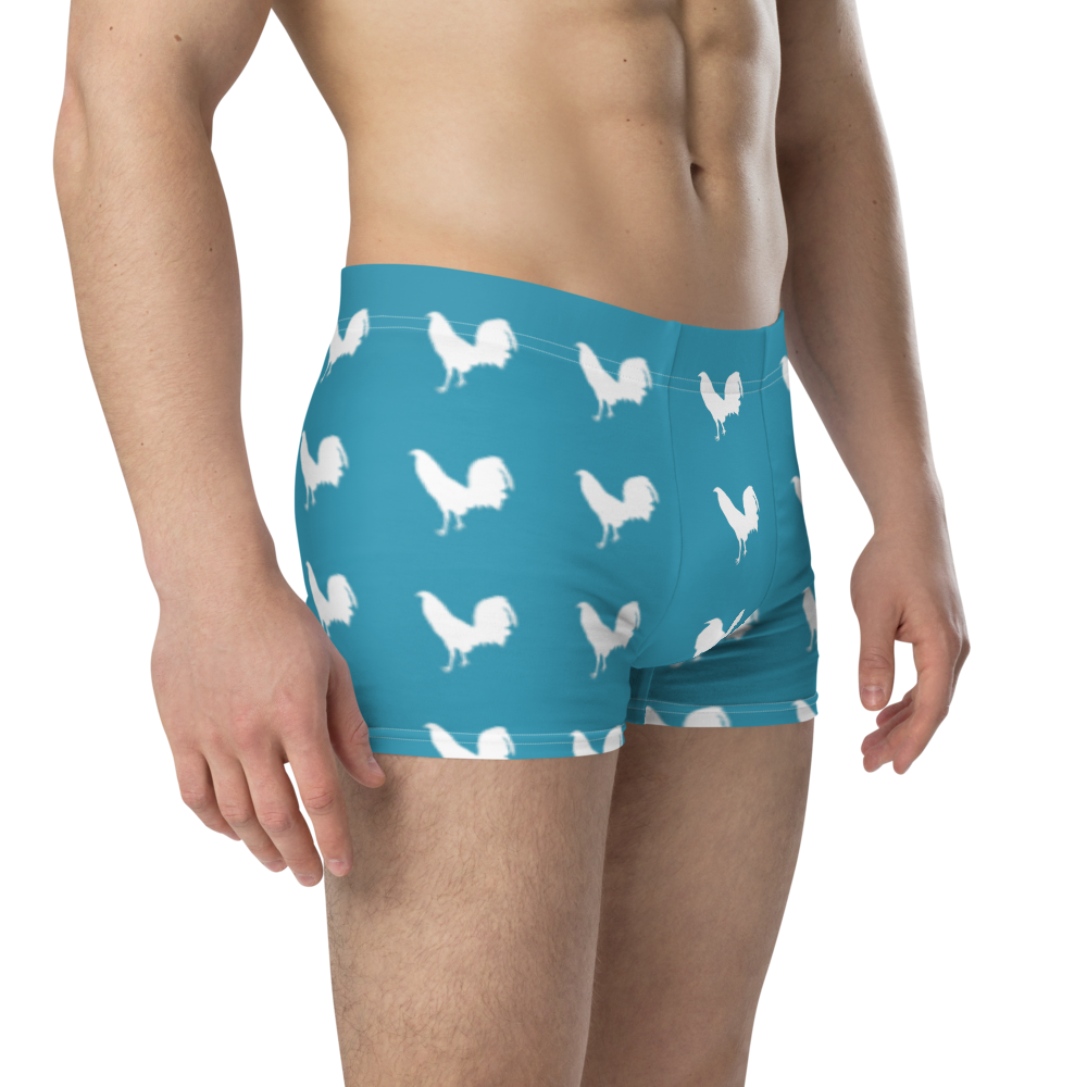 Boxer WHITE COCK Gamefowl Rooster BLUE Briefs