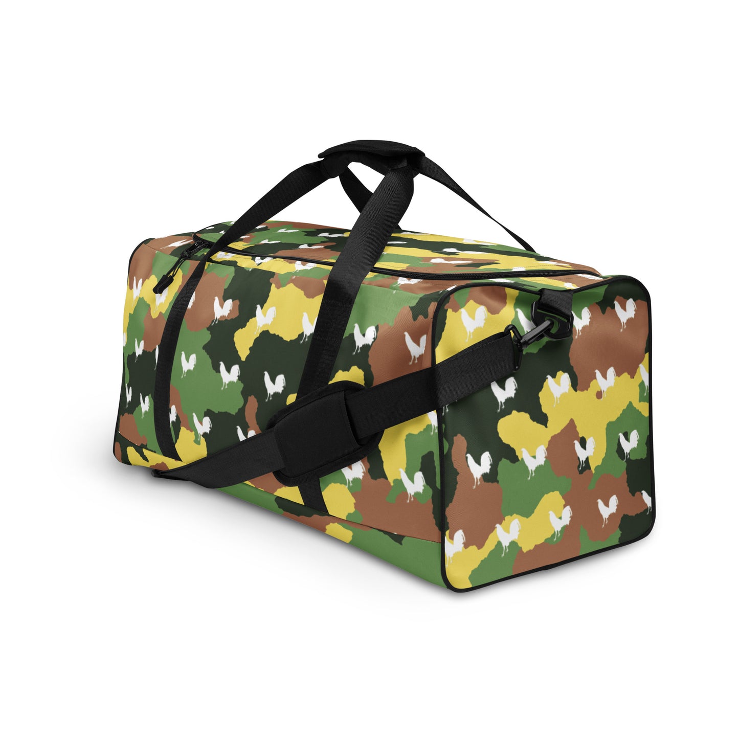 White Cock Camo Gamefowl Rooster Duffle Bag