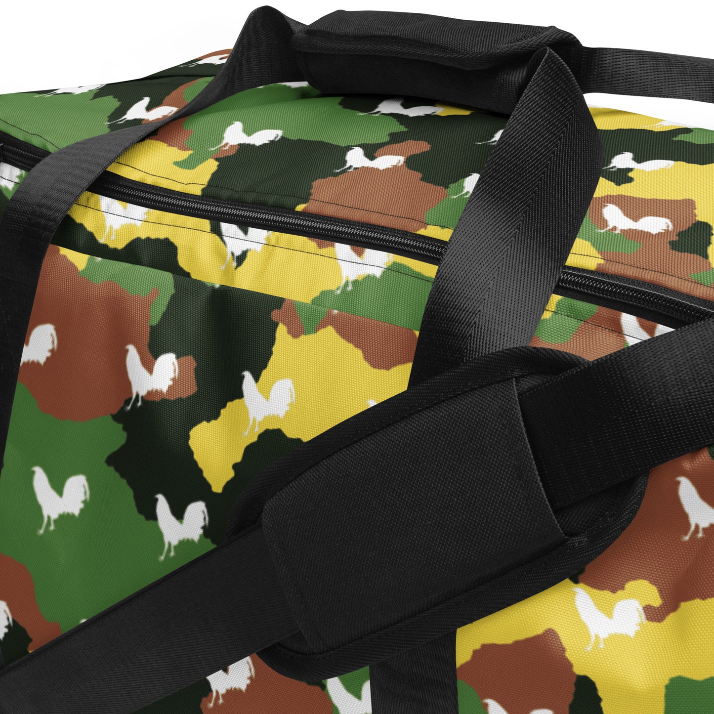 White Cock Camo Gamefowl Rooster Duffle Bag