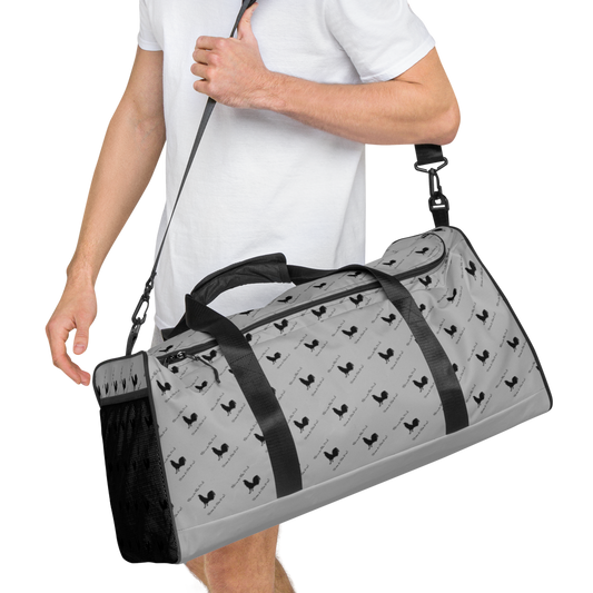 BLACK COCK TITF SILVER Gamefowl Rooster Duffle Bag