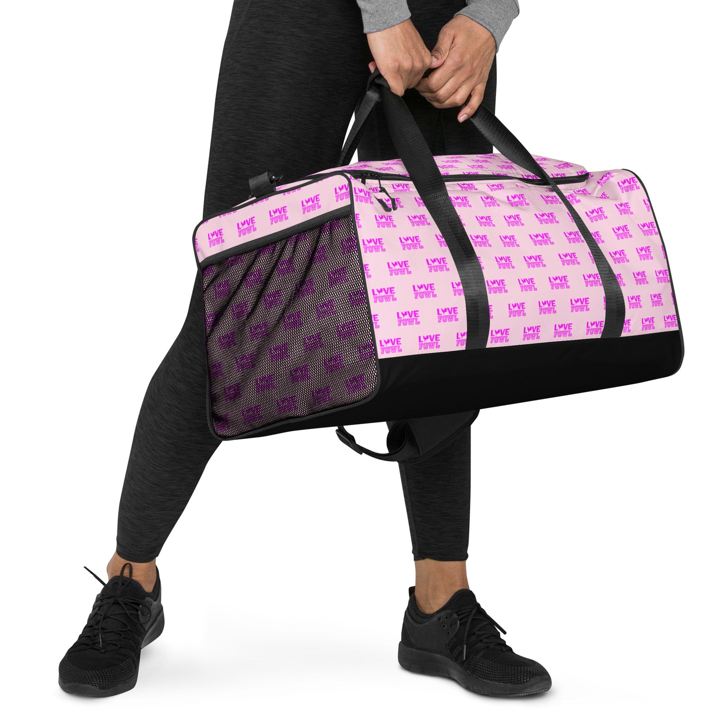 VS LOVE FOWL PINK Pattern Gamefowl Rooster Pig Pink Duffle Bag