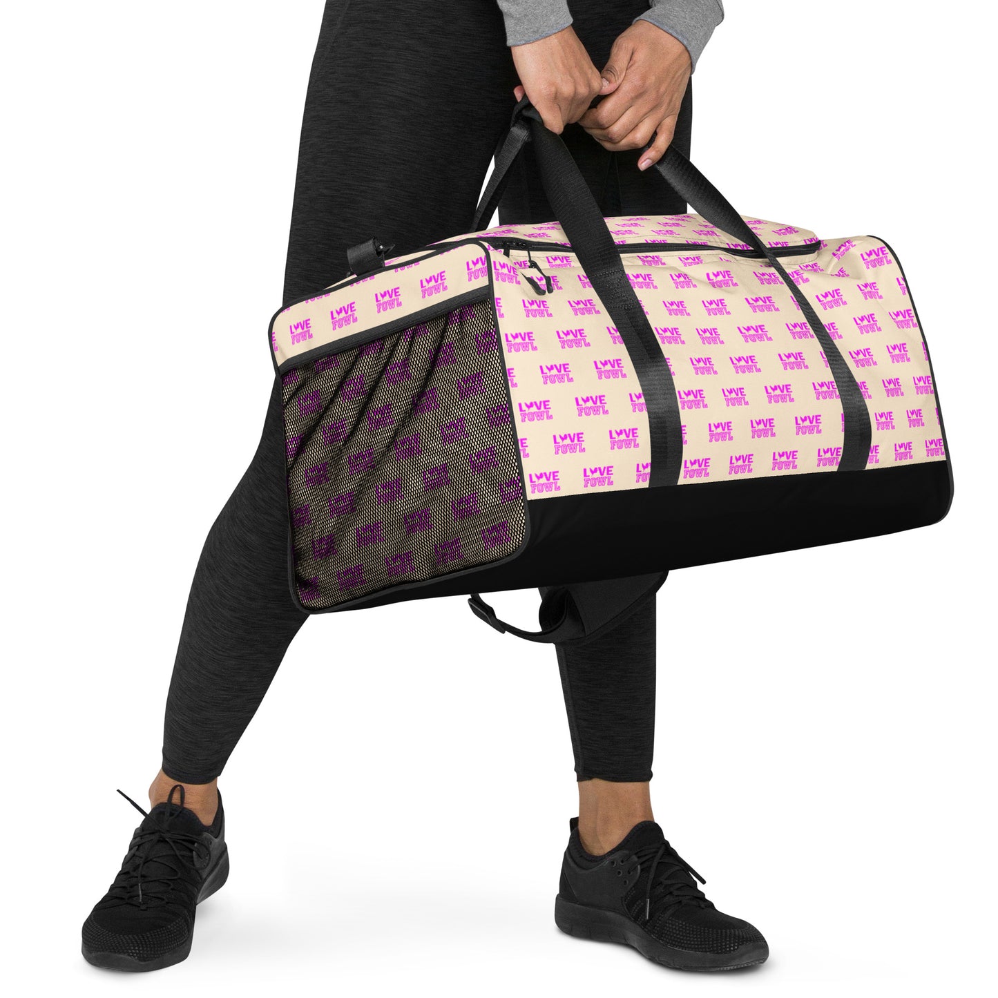 VS LOVE FOWL PINK Pattern Gamefowl Rooster Papaya Whip Duffle Bag