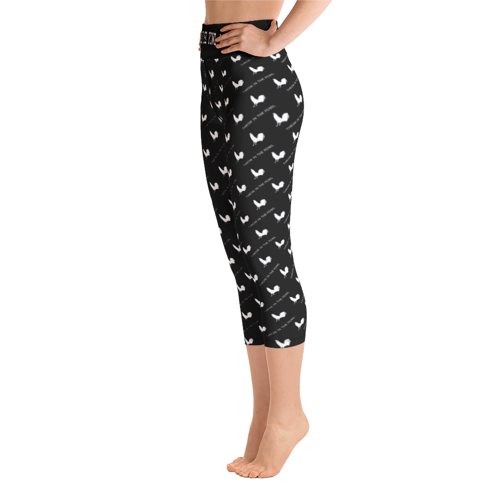 Yoga BLACK OUT Gamefowl Rooster Capri Leggings