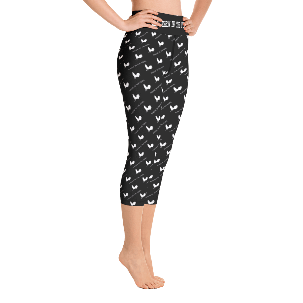 Yoga BLACK OUT Gamefowl Rooster Capri Leggings