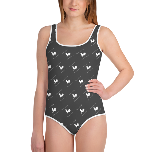 WHITE COCK ECLIPSE Gamefowl Rooster Youth Swimsuit