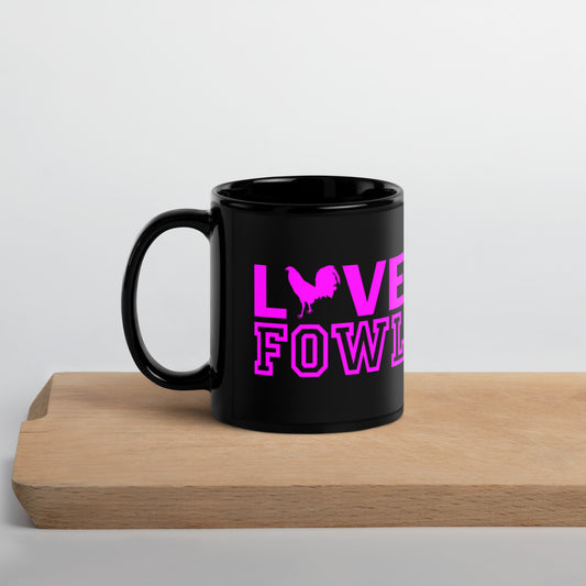 VS LOVE FOWL PINK LEAF Gamefowl Rooster Black Glossy Mug