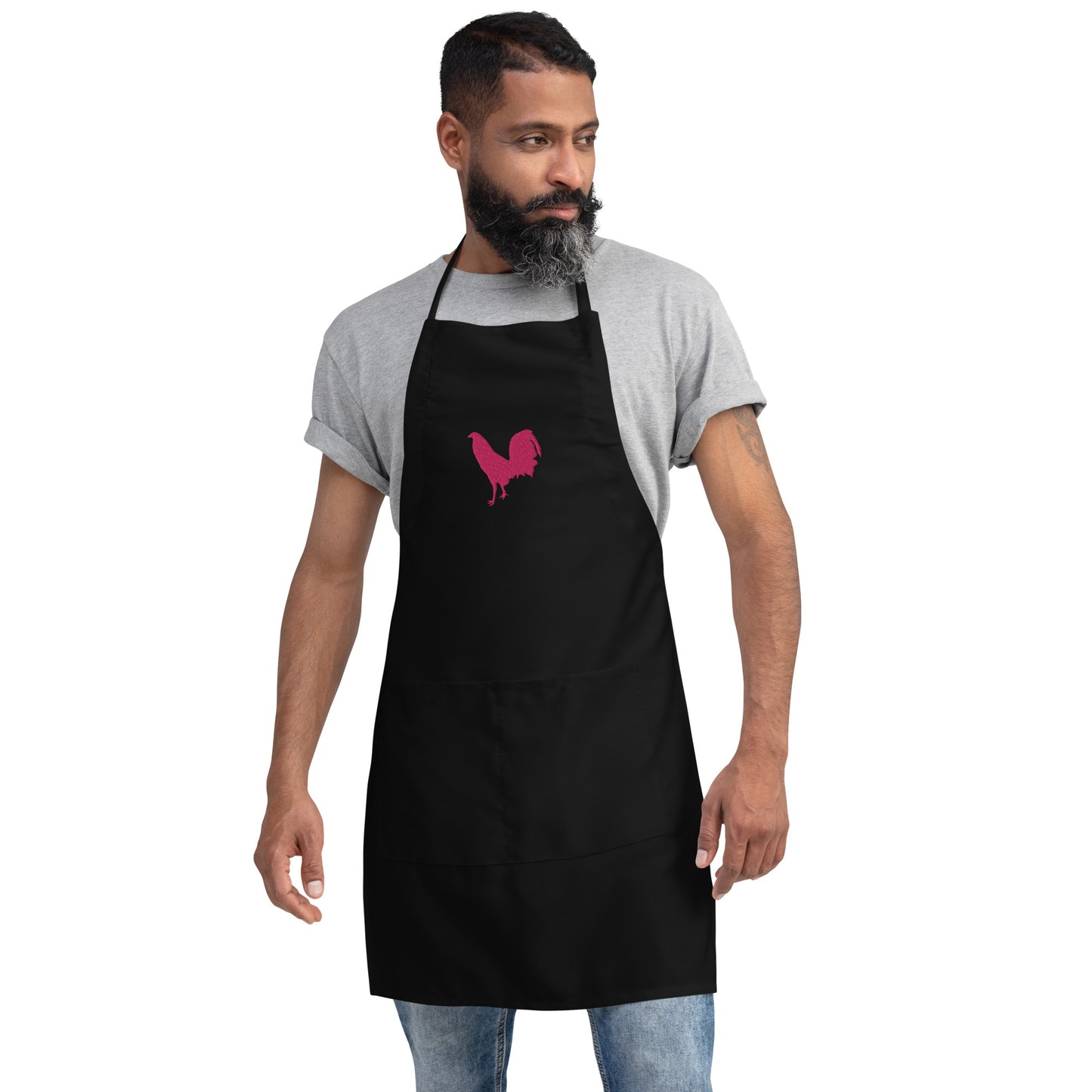 Flamingo Cock Gamefowl Rooster Embroidered Apron