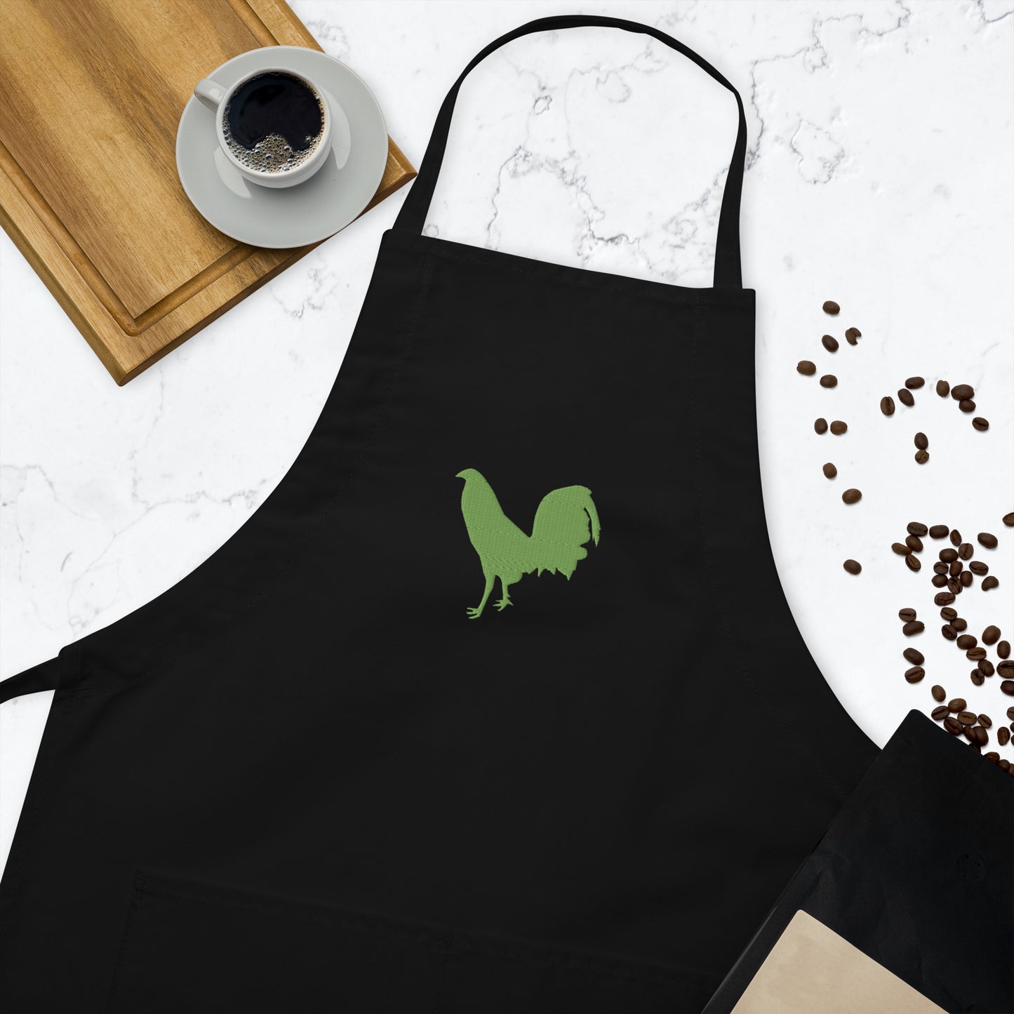 Kiwi Green Cock Gamefowl Rooster Embroidered Apron