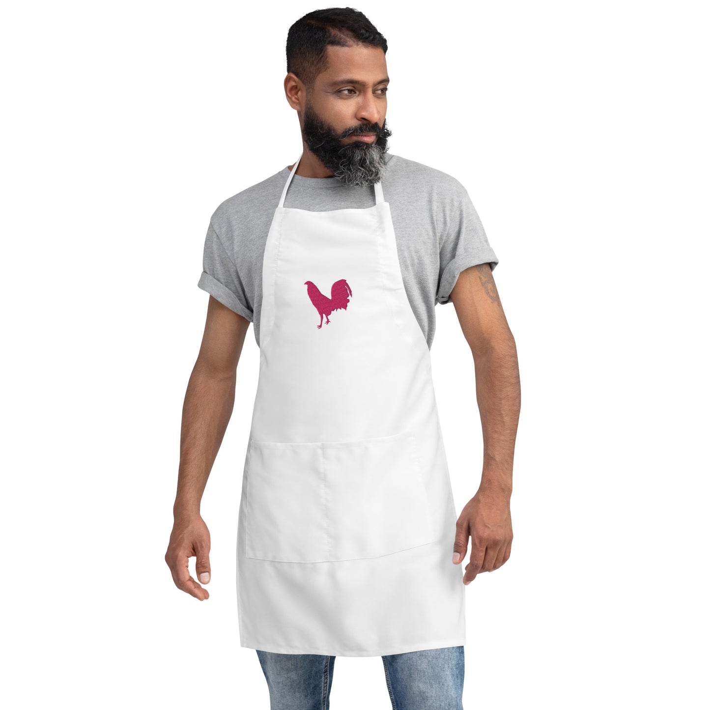 Flamingo Cock Gamefowl Rooster Embroidered Apron
