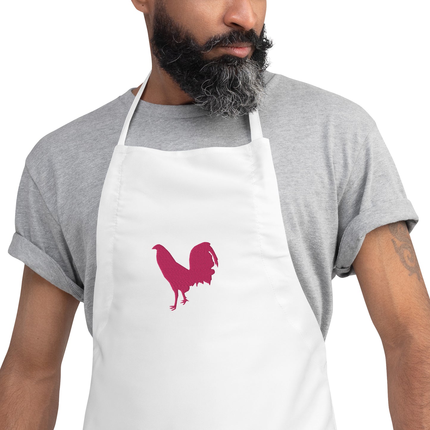 Flamingo Cock Gamefowl Rooster Embroidered Apron