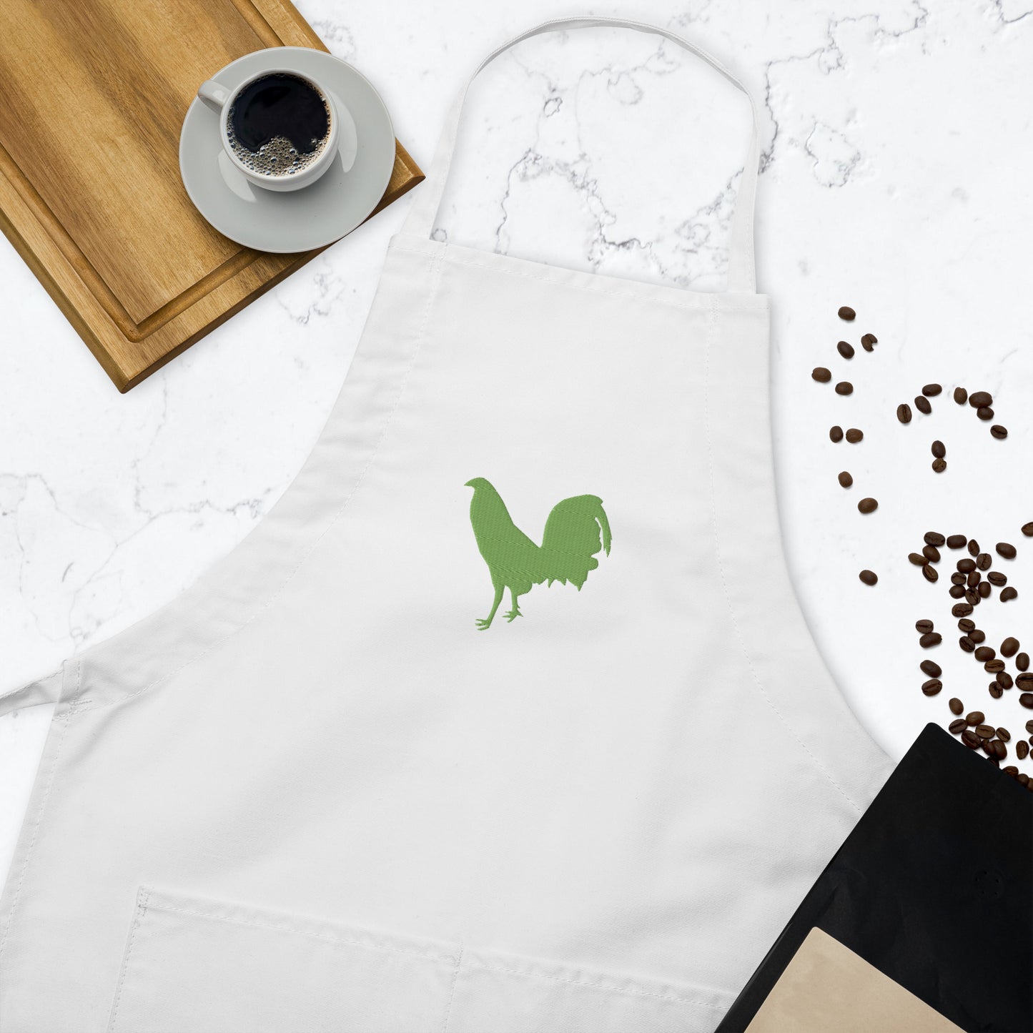 Kiwi Green Cock Gamefowl Rooster Embroidered Apron
