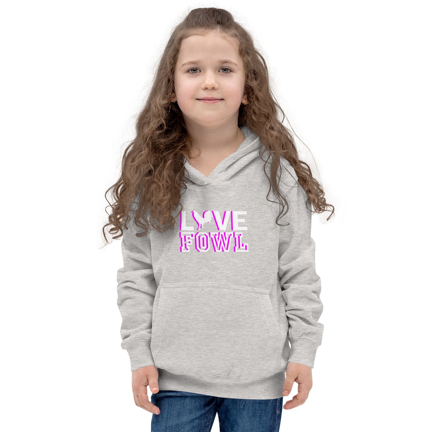 VS LOVE FOWL Kids PINK WHITE Gamefowl Rooster Hoodie