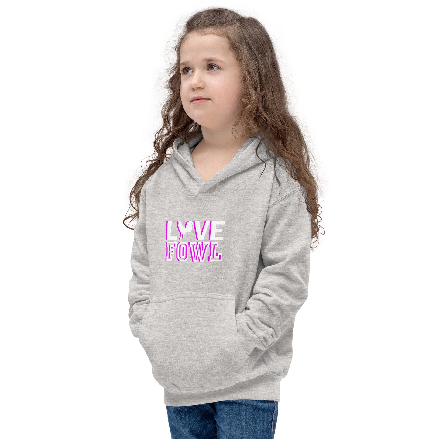 VS LOVE FOWL Kids PINK WHITE Gamefowl Rooster Hoodie