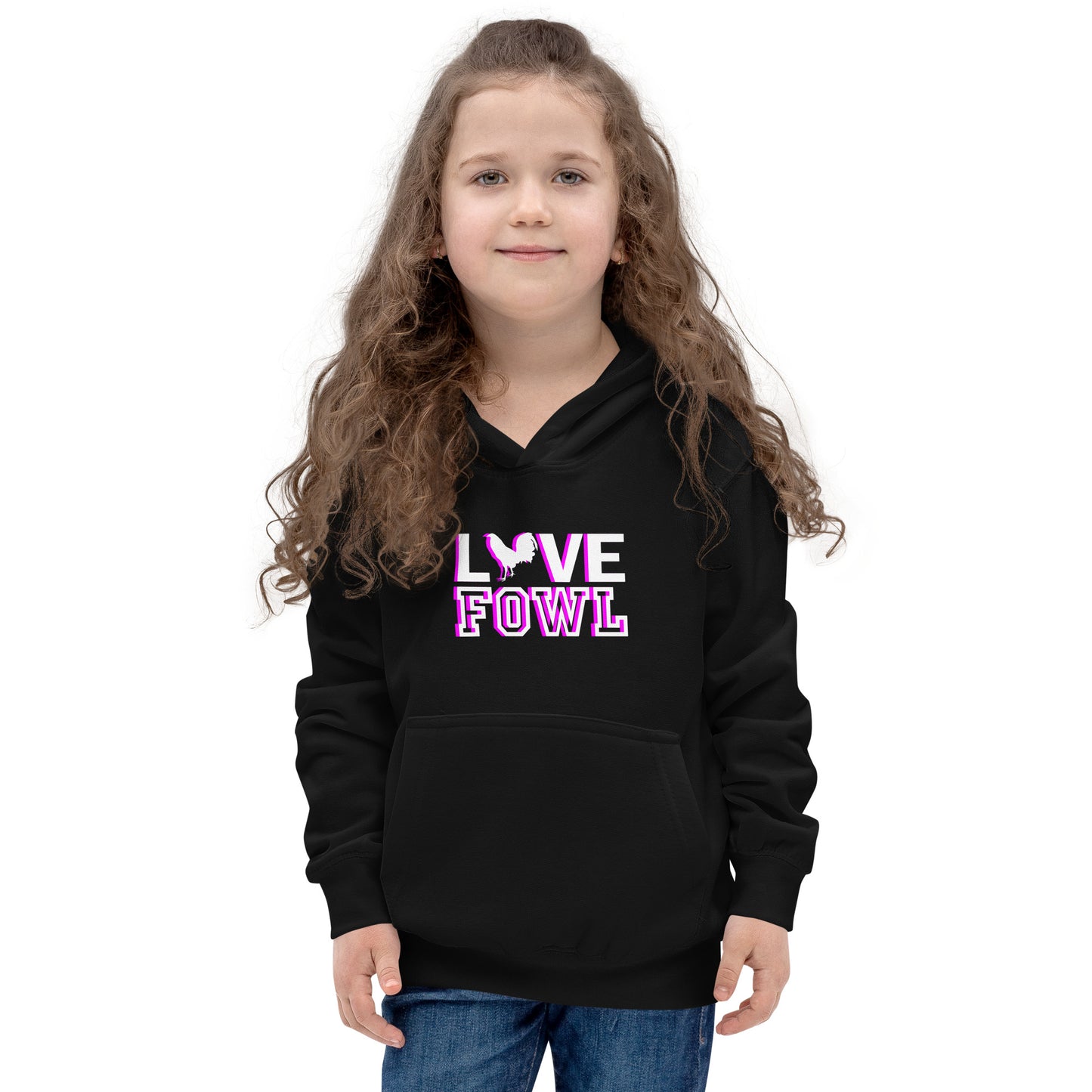 VS LOVE FOWL Kids PINK WHITE Gamefowl Rooster Hoodie