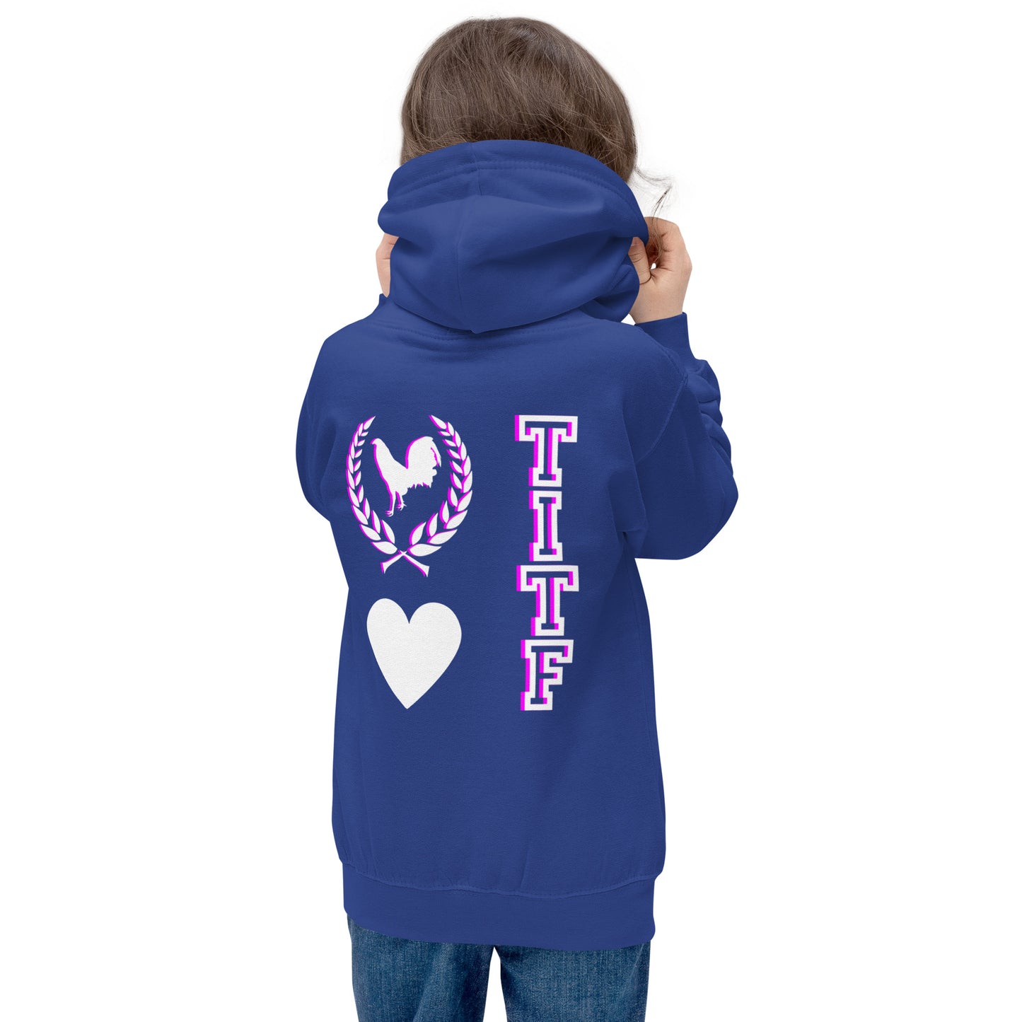 VS LOVE FOWL Kids PINK WHITE Gamefowl Rooster Hoodie