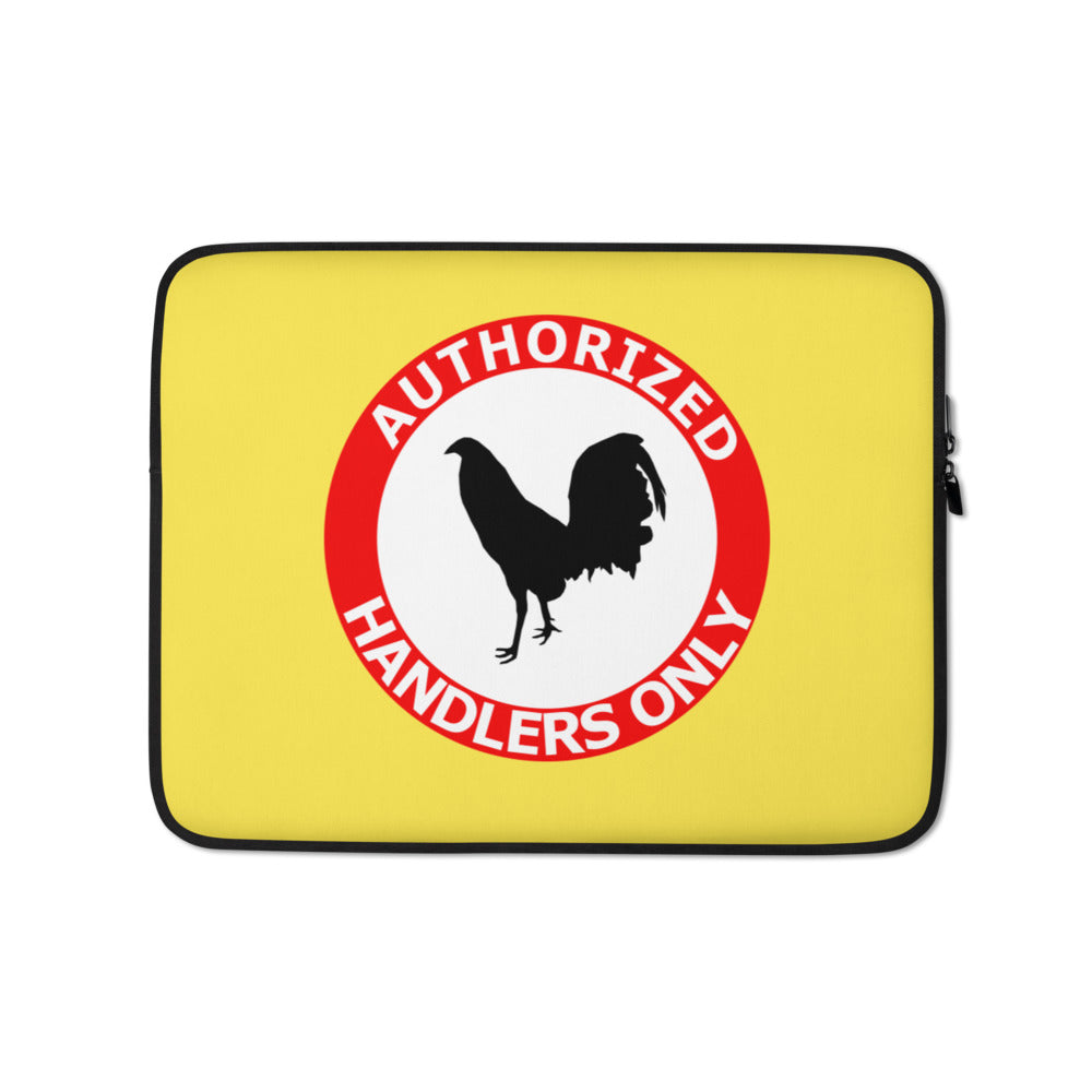 Laptop AUTHORIZED HANDLERS ONLY Gamefowl Rooster Sleeve Yellow