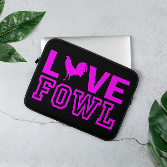 VS LOVE FOWL PINK Gamefowl Rooster Black Laptop Sleeve
