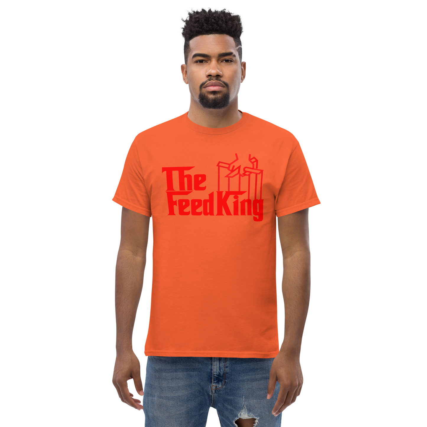Men's THE FEED KING Gamefowl Rooster Heavyweight Tee Red Cock