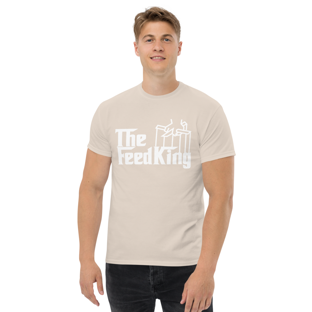 Men's THE FEED KING Gamefowl Rooster Heavyweight Tee White Cock