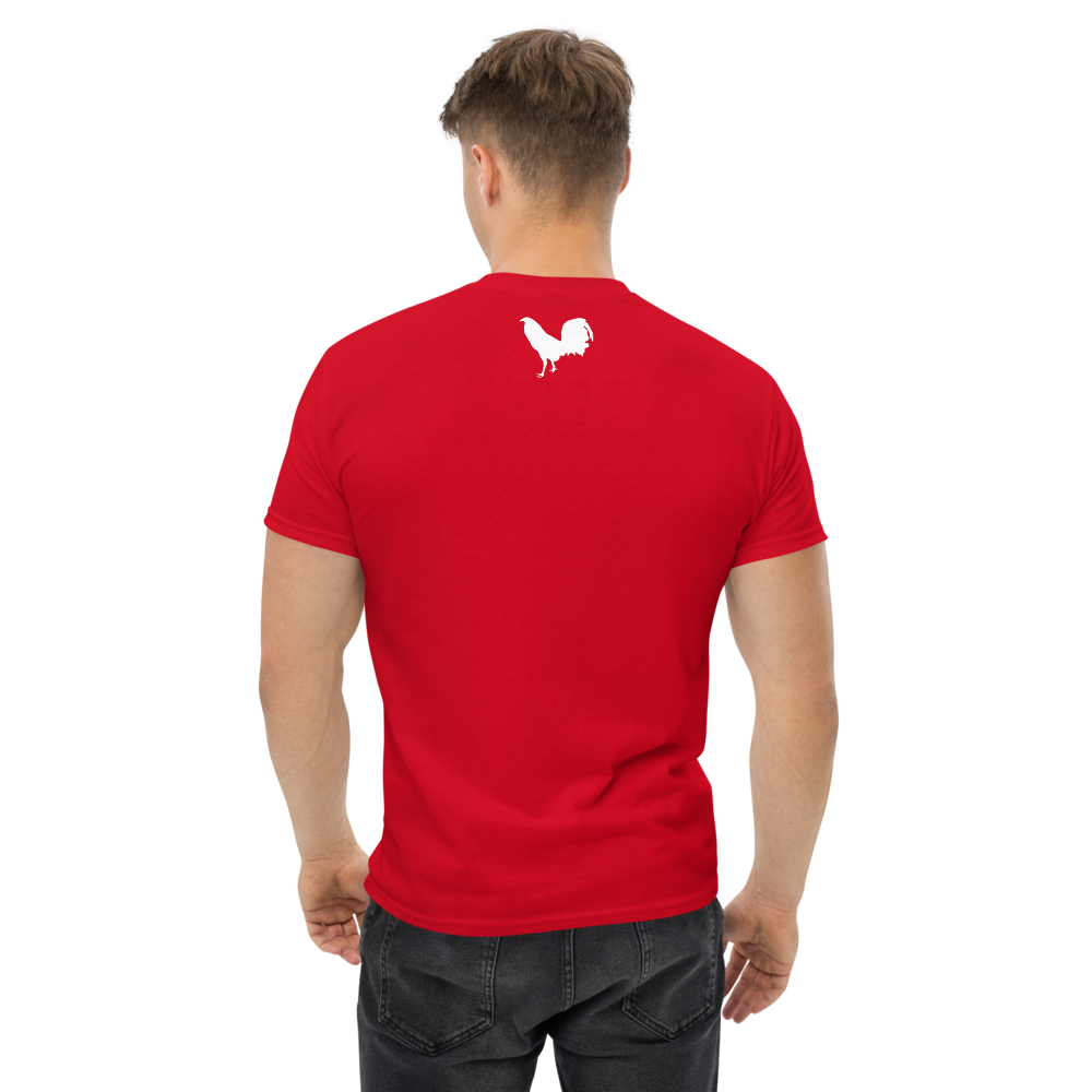 Men's THE FEED KING Gamefowl Rooster Heavyweight Tee White Cock