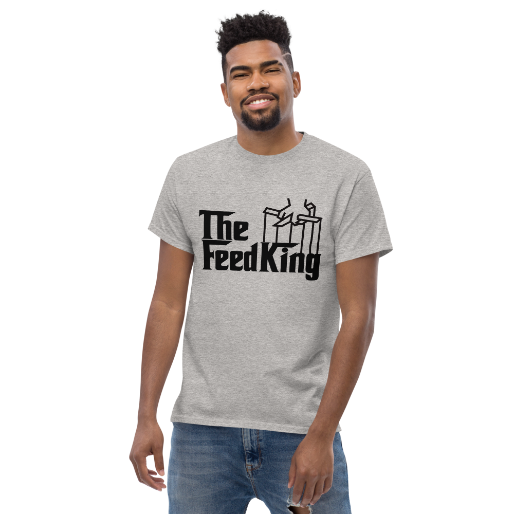 Men's THE FEED KING Gamefowl Rooster Heavyweight Tee Black Cock